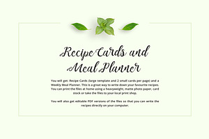 Recipe Card Templates, Meal Planner