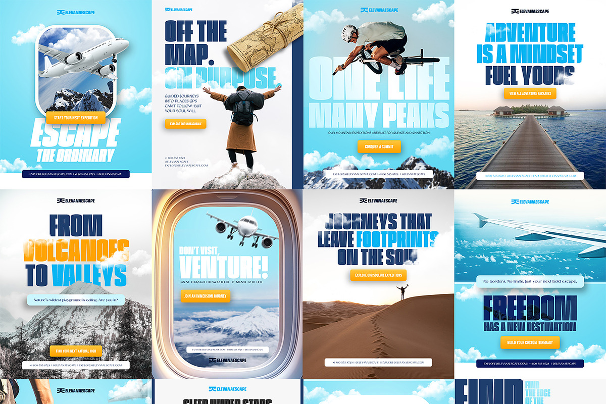 Travel Agency Social Media Kit, a Social Media Template by Carsindesign Templates (Photo 1 of 3)
