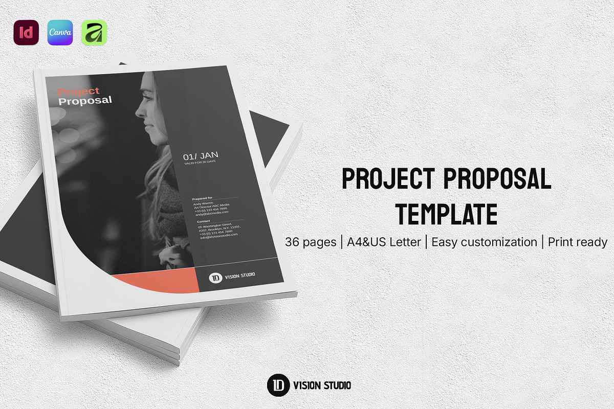 Project Proposal Template InDesign, a Brochure Template by ID Vision Studio (Photo 1 of 17)