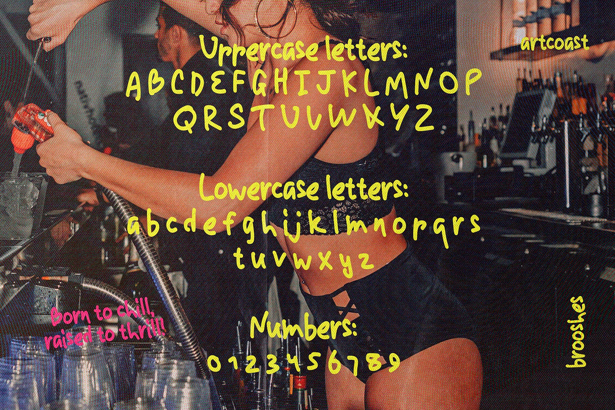 Brooshes Retro Handwritten Font, a Handwritten Font by Artcoast Std. (Photo 4 of 8)