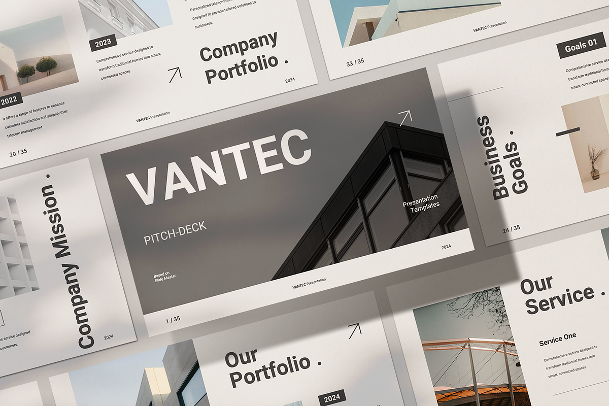 Vantec Pitch Deck - Powerpoint, a Presentation Template by Surotype (Photo 1 of 10)