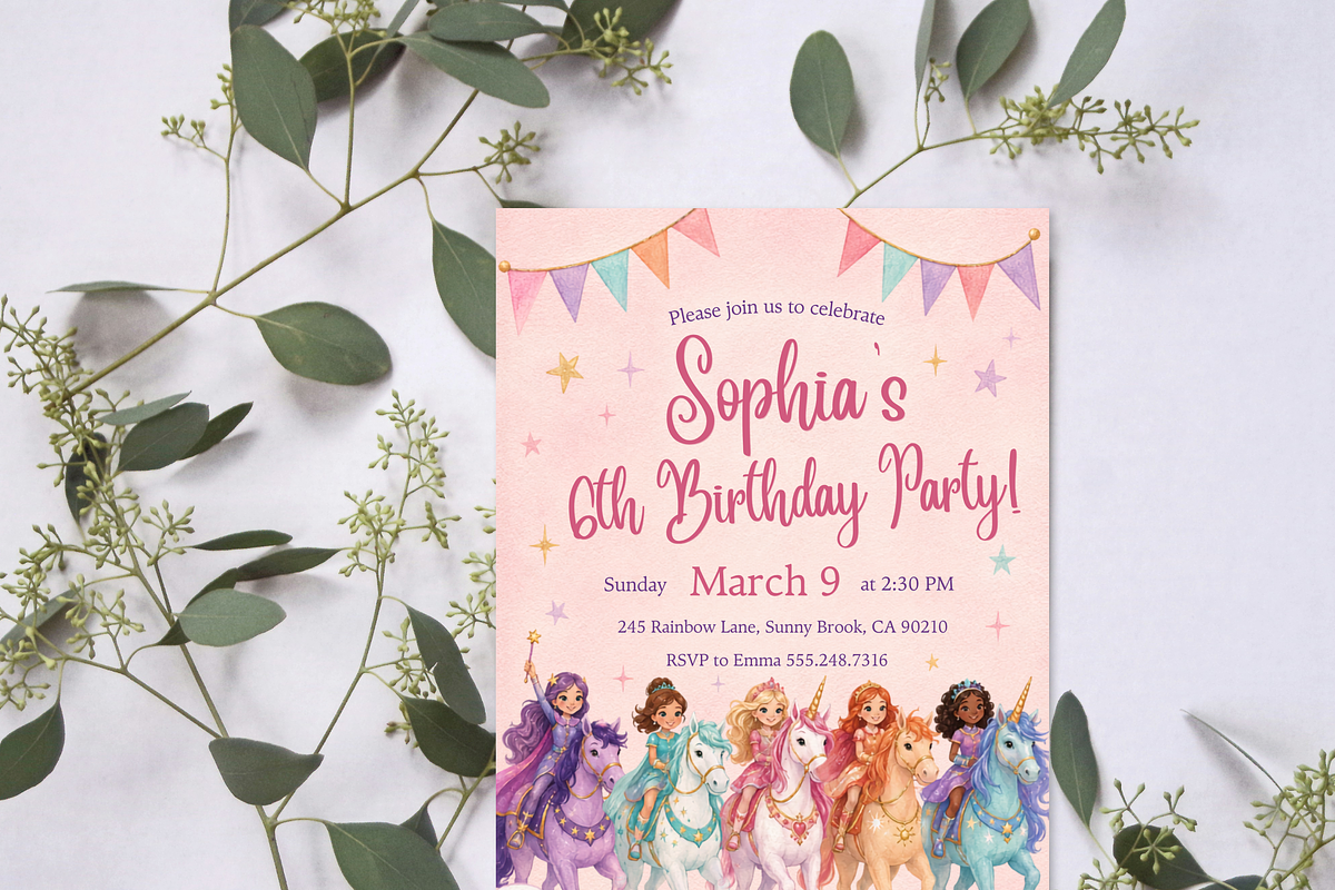 Unicorn Birthday Invitation, an Invitation Template by heynomi (Photo 4 of 19)