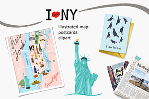 New York Illustrated Map & Clipart