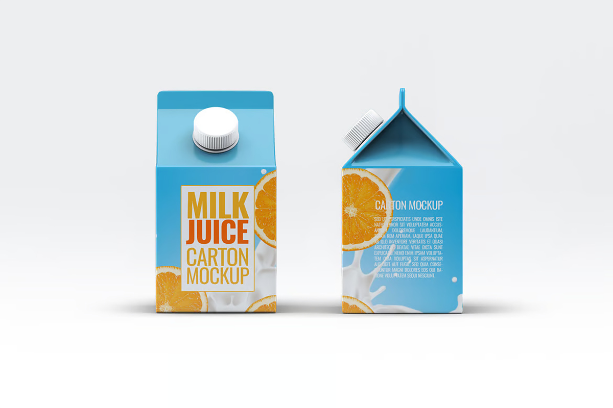 4 Types Milk/Juice Cartons Mockup, a Packaging Mockup by Hubzway (Photo 5 of 13)