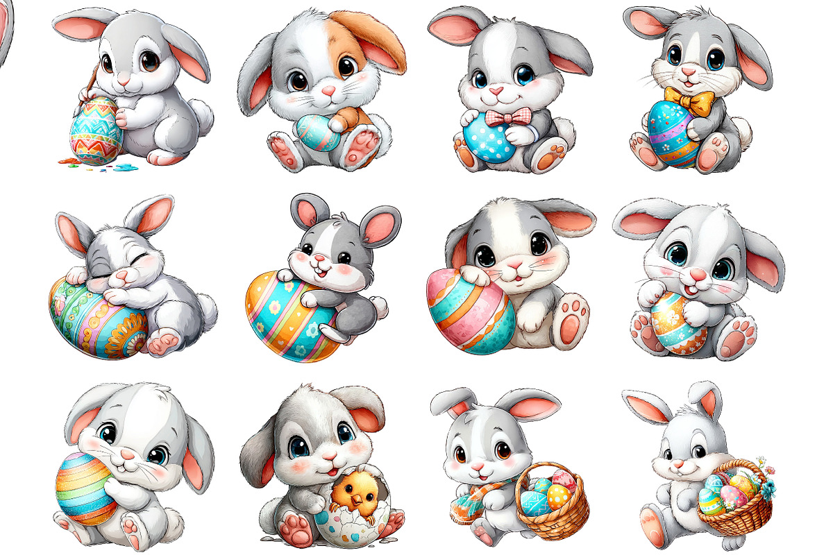 Easter Bunny with Egg Clipart, an Illustration by DreamArtGraphic (Photo 4 of 4)