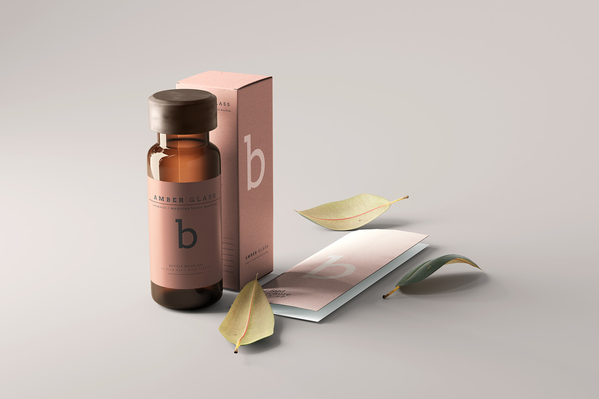 Amber Glass Vial Bottle Mockups, a Cups & Container Mockup by pmvch (Photo 18 of 20)