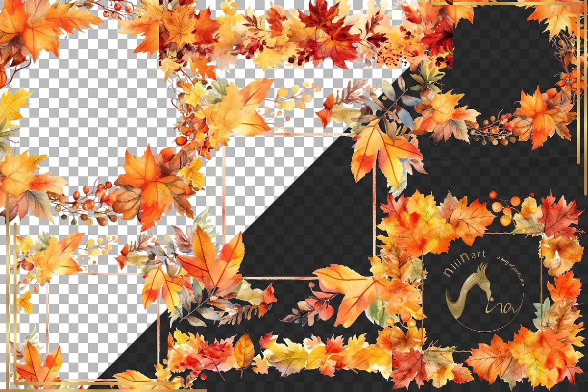 Transparent Fall borders and Frames, a Graphic by NiiiNArt