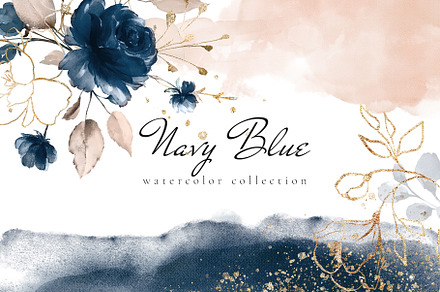 Navy Blue. Watercolor collection, a Work Illustration by Lisima
