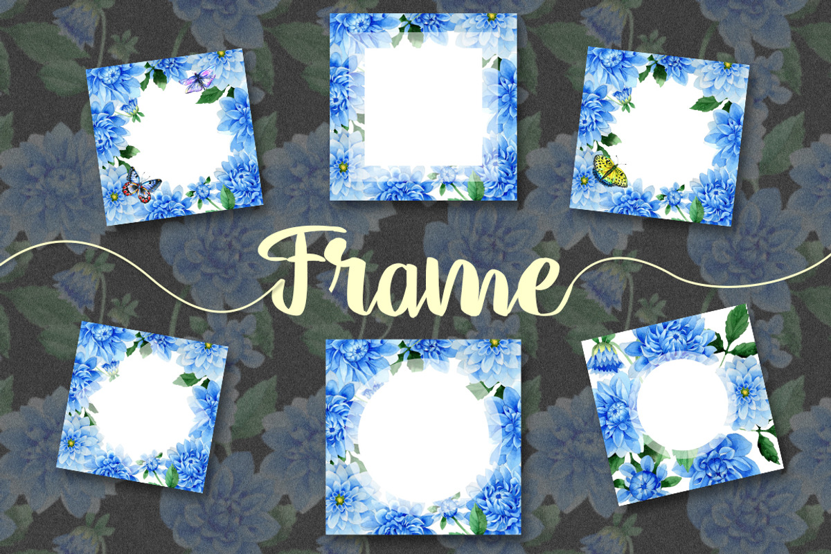 Blue dahlia watercolor PNG clipart, a Decorative Illustration by WatercolorPNG.com (Photo 2 of 8)