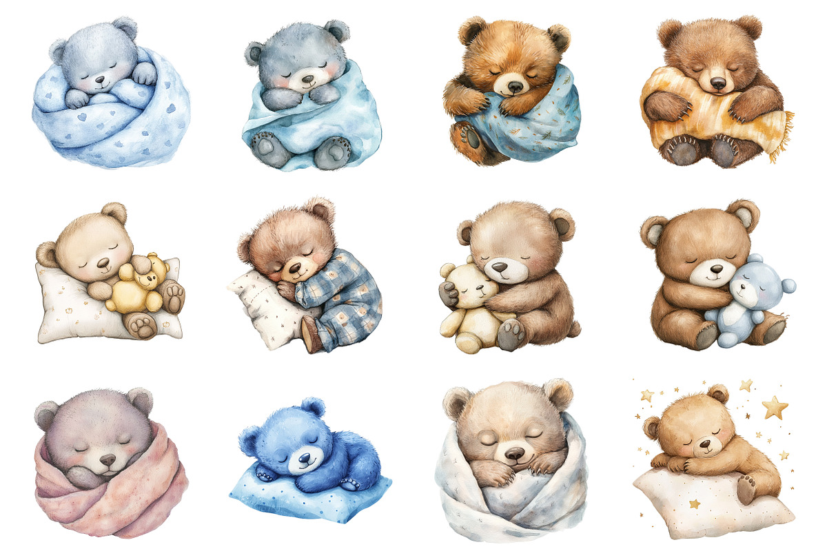 Sleeping Baby Bear Clipart, Baby, an Illustration by Design Market (Photo 3 of 3)