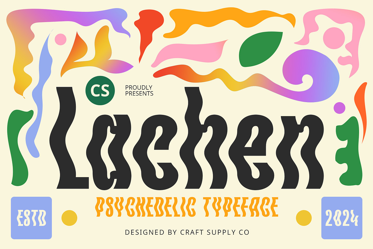 CS Lachen – Psychedelic Font, a Sans Serif Font by Craft Supply Co. (Photo 1 of 7)