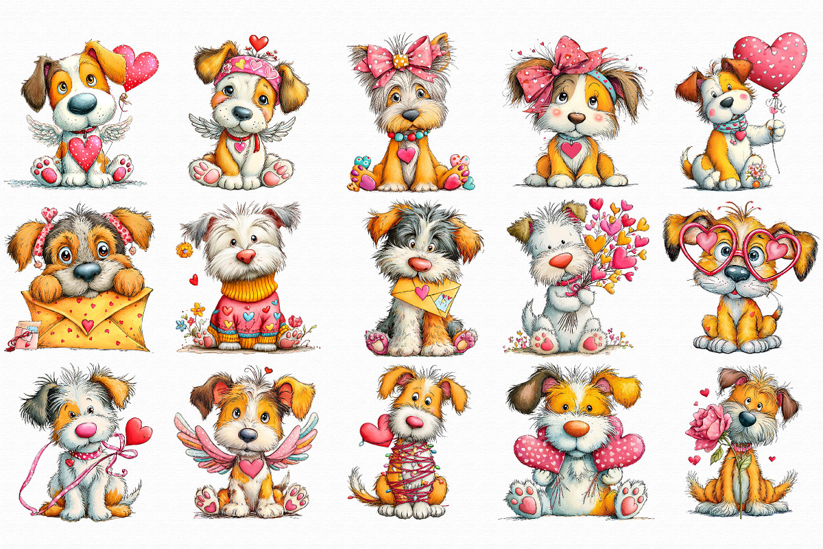 Whimsical Valentine Dog Clipart, an Illustration by Libby Wishes (Photo 4 of 5)