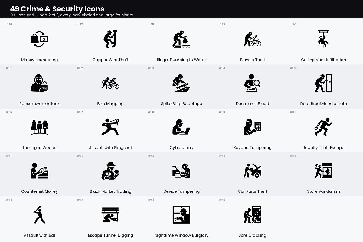 49 Crime & Security Icons, a Solid Icon by Symbolic Language (Photo 3 of 4)