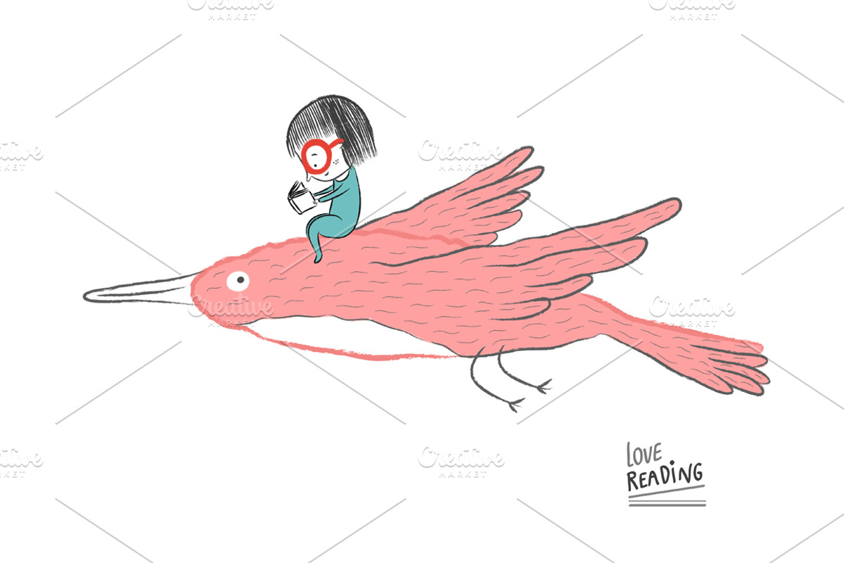 Little girl reading Collection 02, an Animal Illustration by Irene Loal (Photo 4 of 7)
