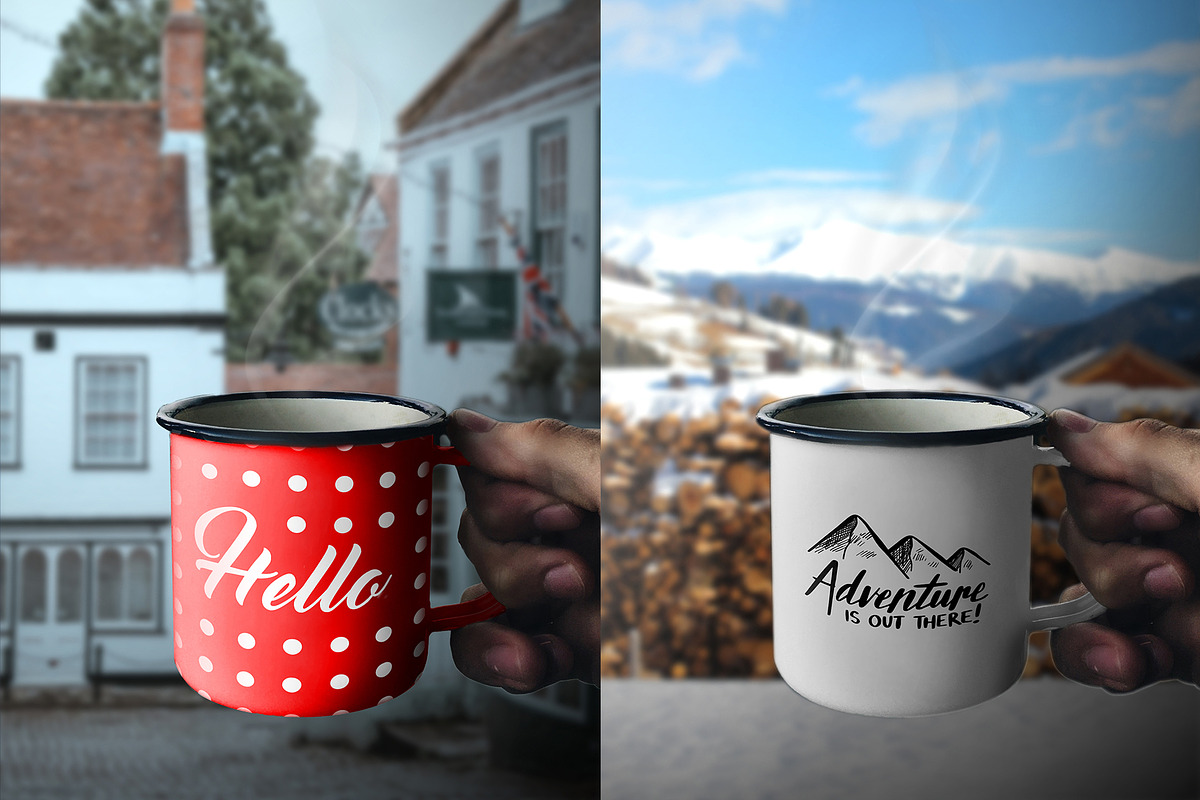 Hand holding Enamel Mug - Mockup, a Cups & Container Mockup by Europe.graphics (Photo 3 of 5)