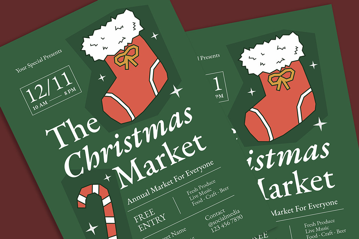 Modern Christmas Market Flyer, a Flyer Template by Gumico Studio. (Photo 3 of 3)