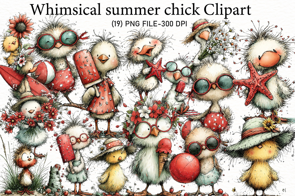 whimsical summer chick Clipart, an Illustration by Designworld (Photo 1 of 4)