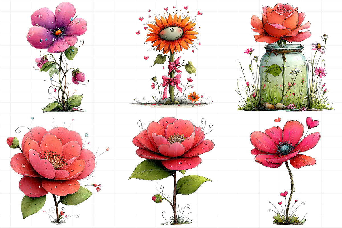 Whimsical Flowers Spring Clipart, an Illustration by Daily.Designs (Photo 4 of 8)