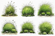 Watercolor Spring Green Grass Clipar, an Illustration by Craft Nest (Thumbnail 6 of 6)