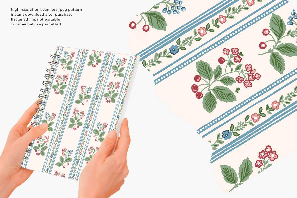 berry stripe seamless pattern, a Pattern Graphic by Pink Studio Art (Photo 4 of 4)