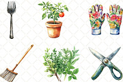 Gardening Day Watercolor Clipart, an Illustration by Black Bird Studio (Thumbnail 5 of 6)