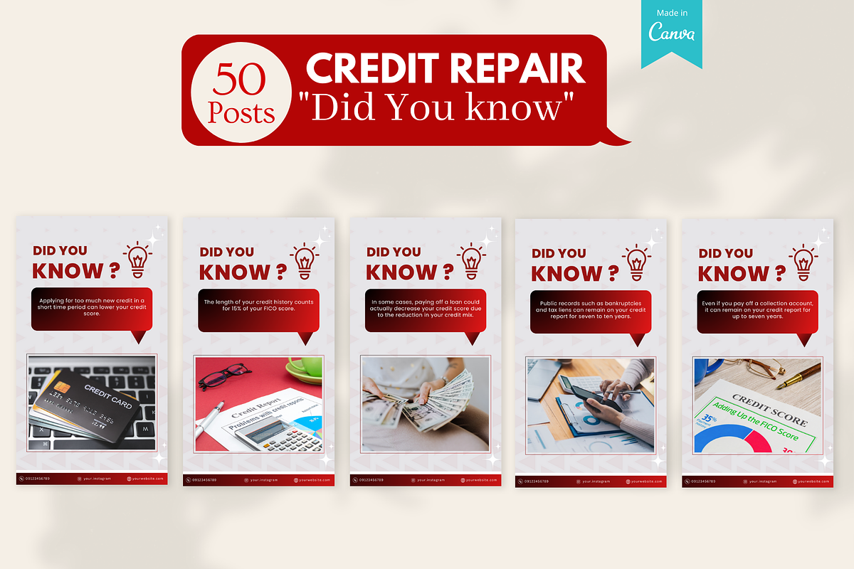 Credit Repair - Canva Templates, a Social Media Template by Viral Content Design (Photo 6 of 14)