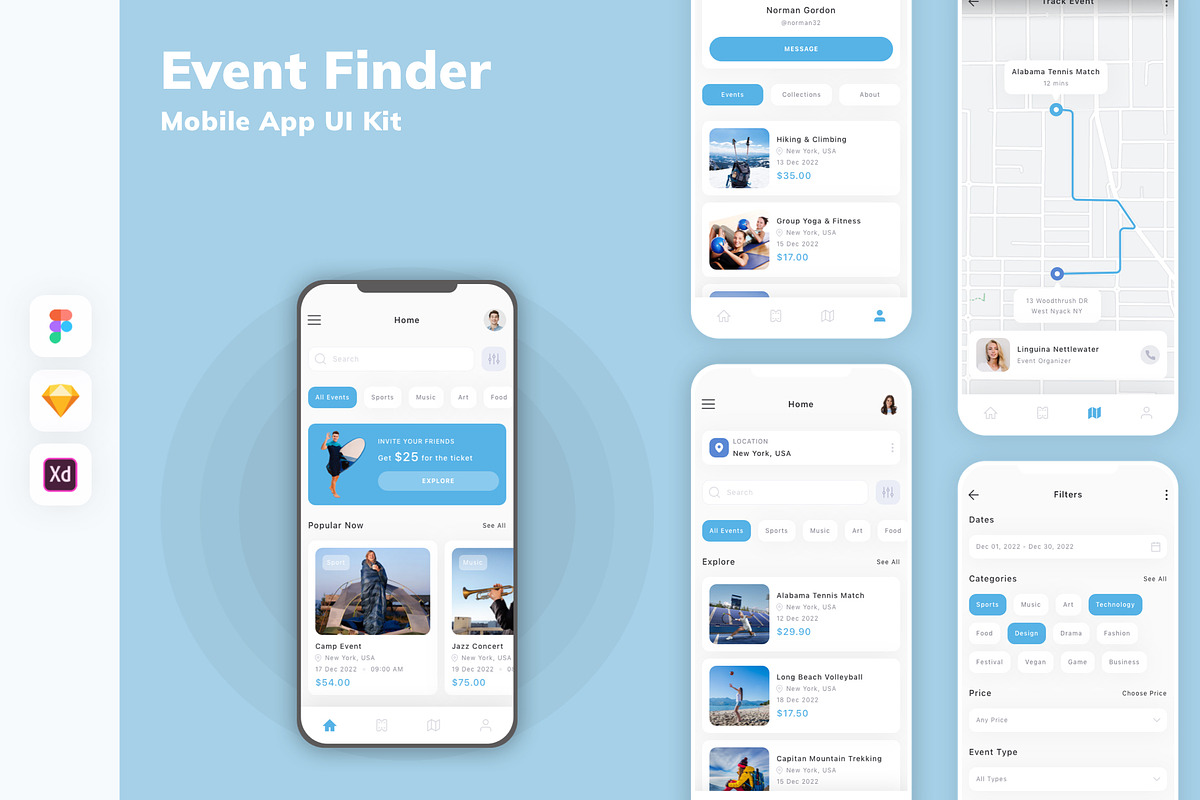 Event Finder Mobile App UI Kit, an UI Kit Template by uicube