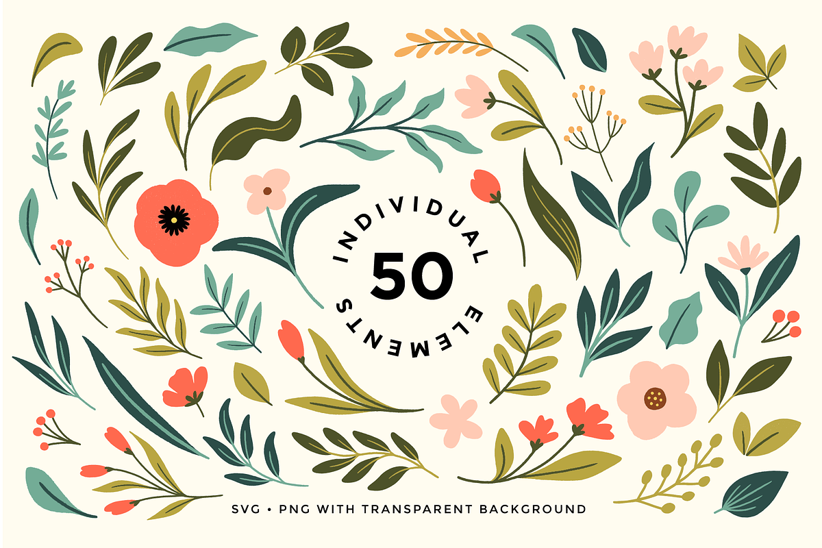 Colorful Pastel Floral Illustrations, a Pattern Graphic by Rough Edges Supply Co. (Photo 2 of 10)