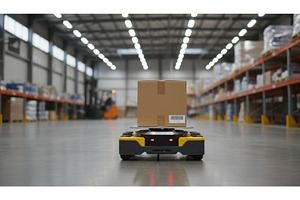 Automated mobile robot carrying a, an Industrial Photo by Igor Tichonow