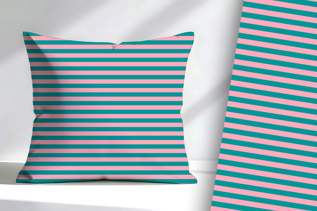 Flamingo Pink and Teal Stripe, a Pattern Graphic by Sharon Schwalbe (Photo 1 of 3)