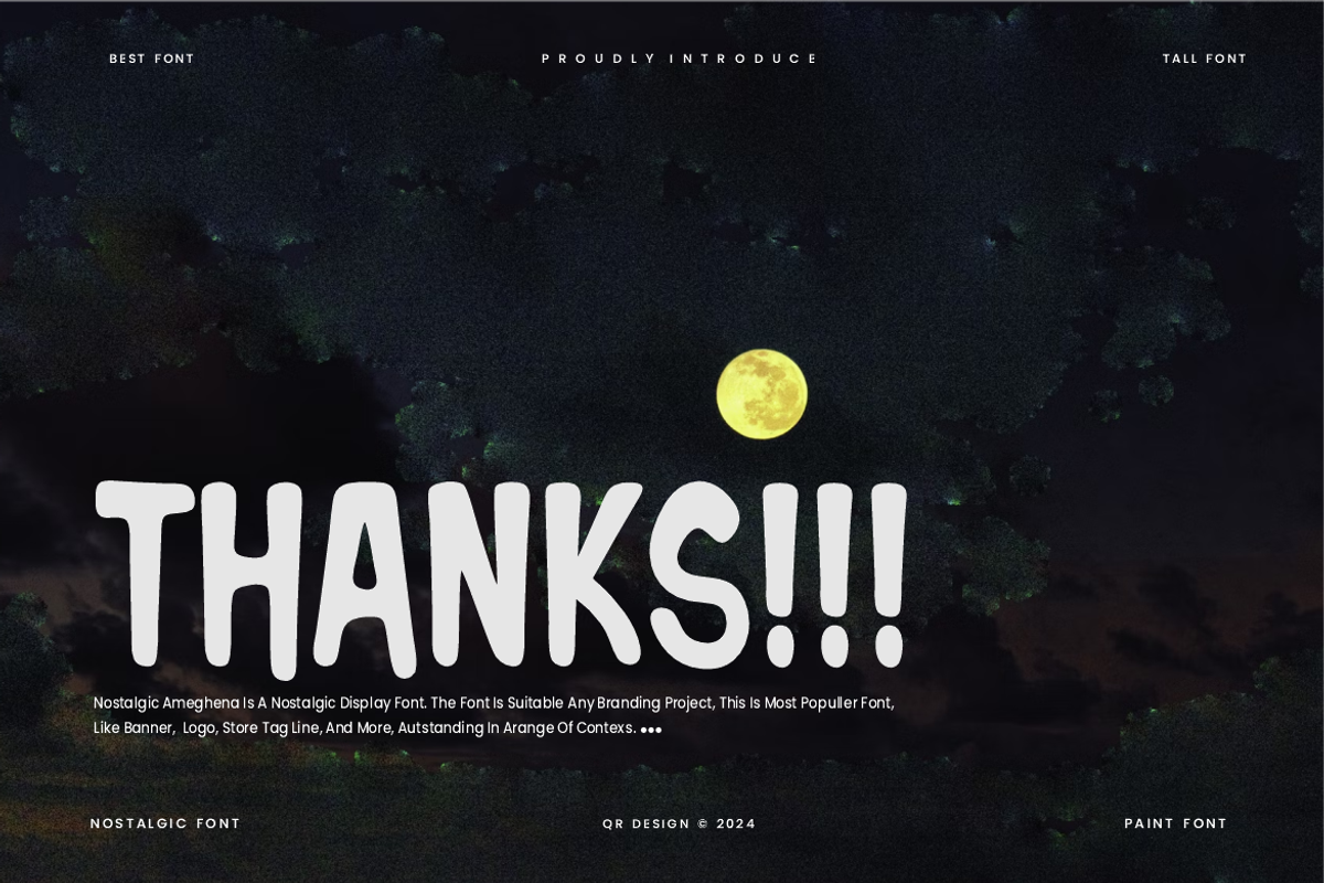 Nostalgic Ameghena Font, a Sans Serif Font by QR Design Studio (Photo 6 of 6)