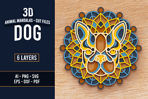 Dog 3D Mandala - SVG laser cut files, an Object Graphic by Arshad Ali