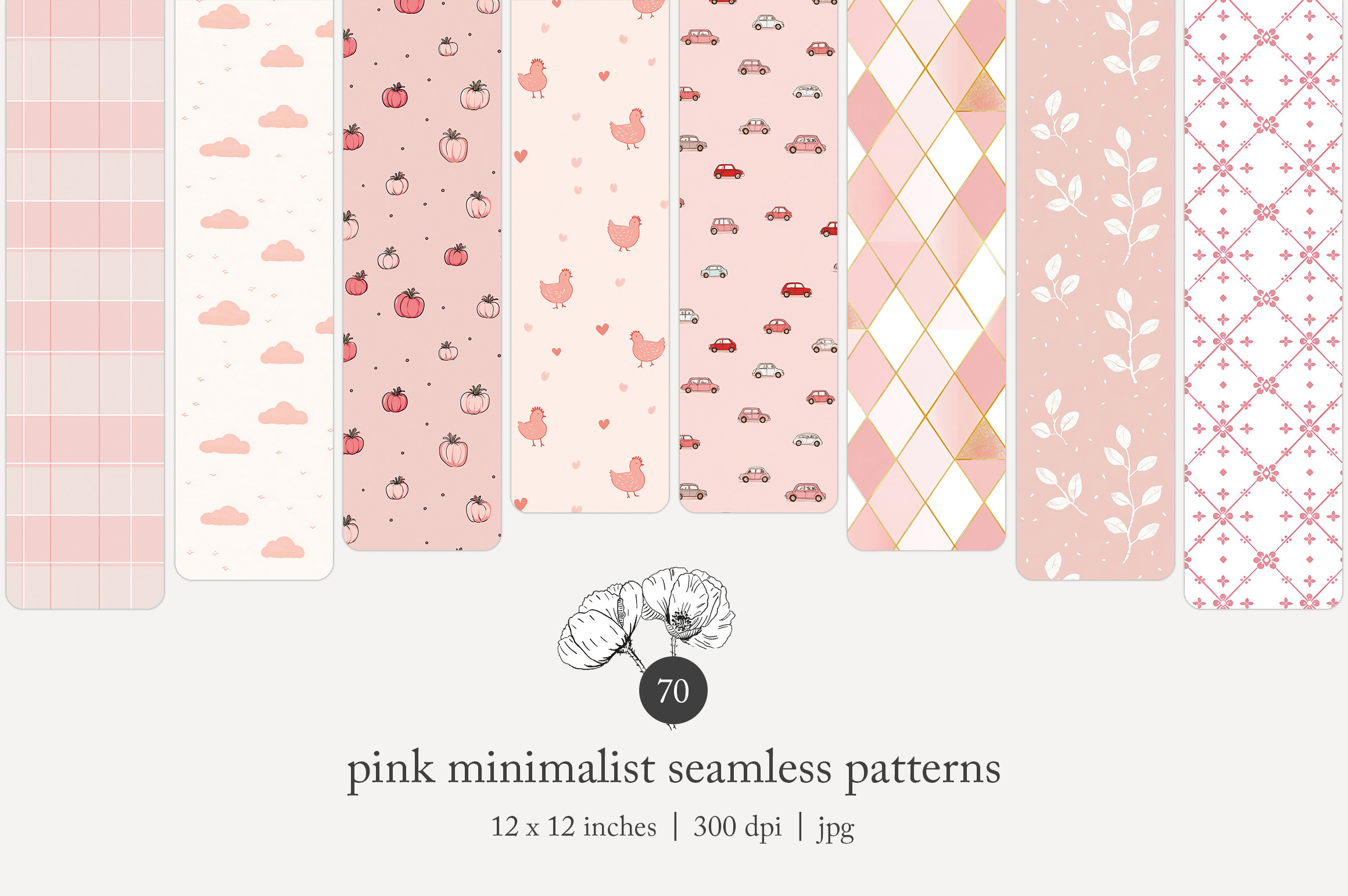 70 pink minimalist seamless pattern, a Pattern Graphic by Poppy Lane Studio