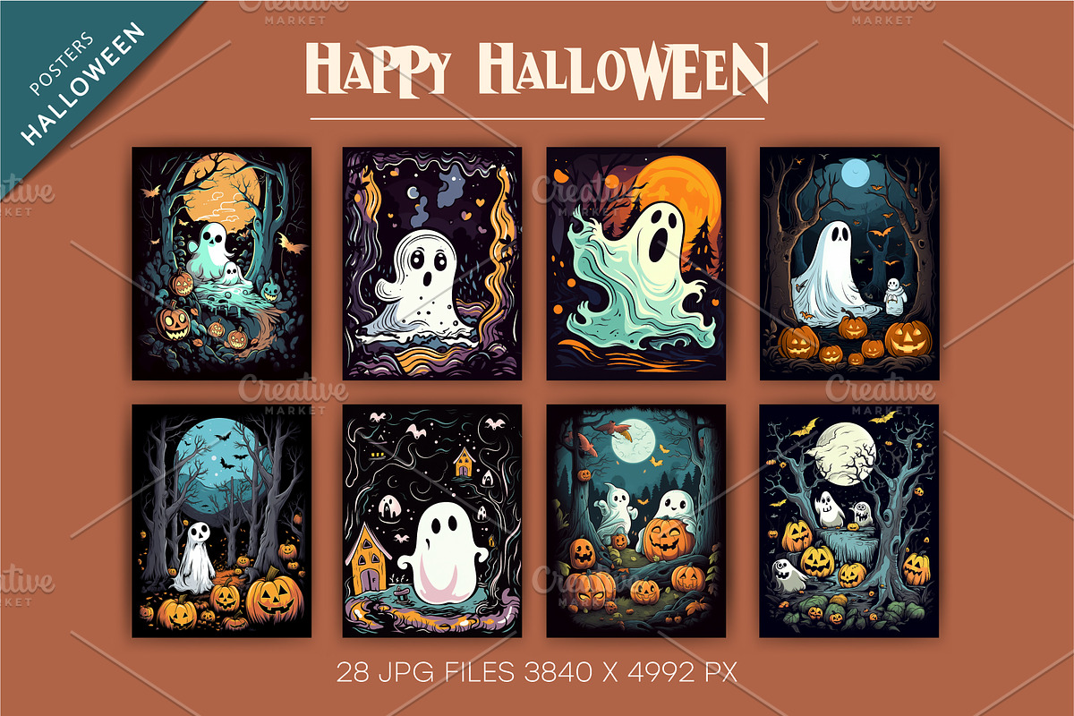 Halloween ghost with pumpkins., an Animal Illustration by KENO Mascots (Photo 3 of 5)