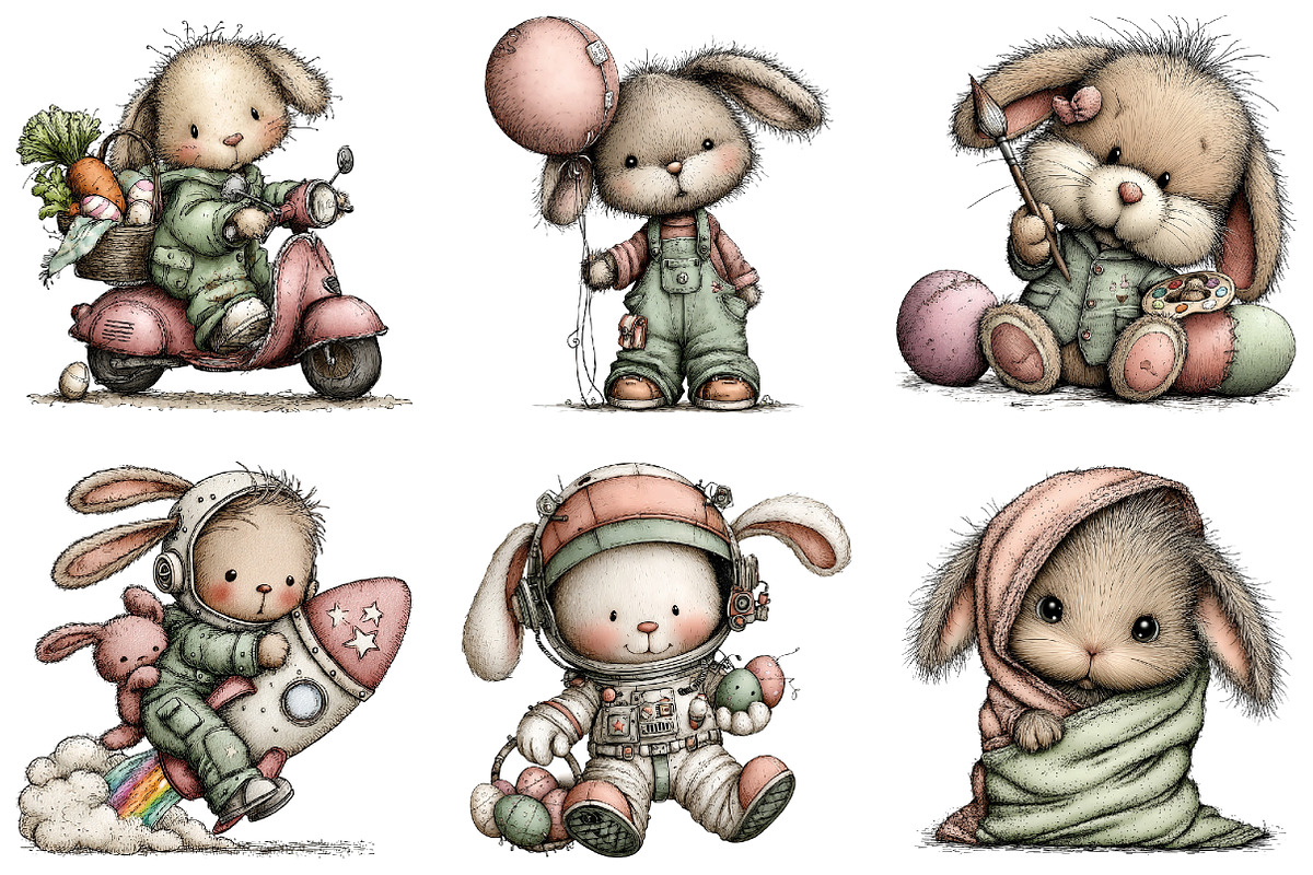 Quirky Easter Bunny Clipart, an Illustration by Dream Creation (Photo 4 of 6)