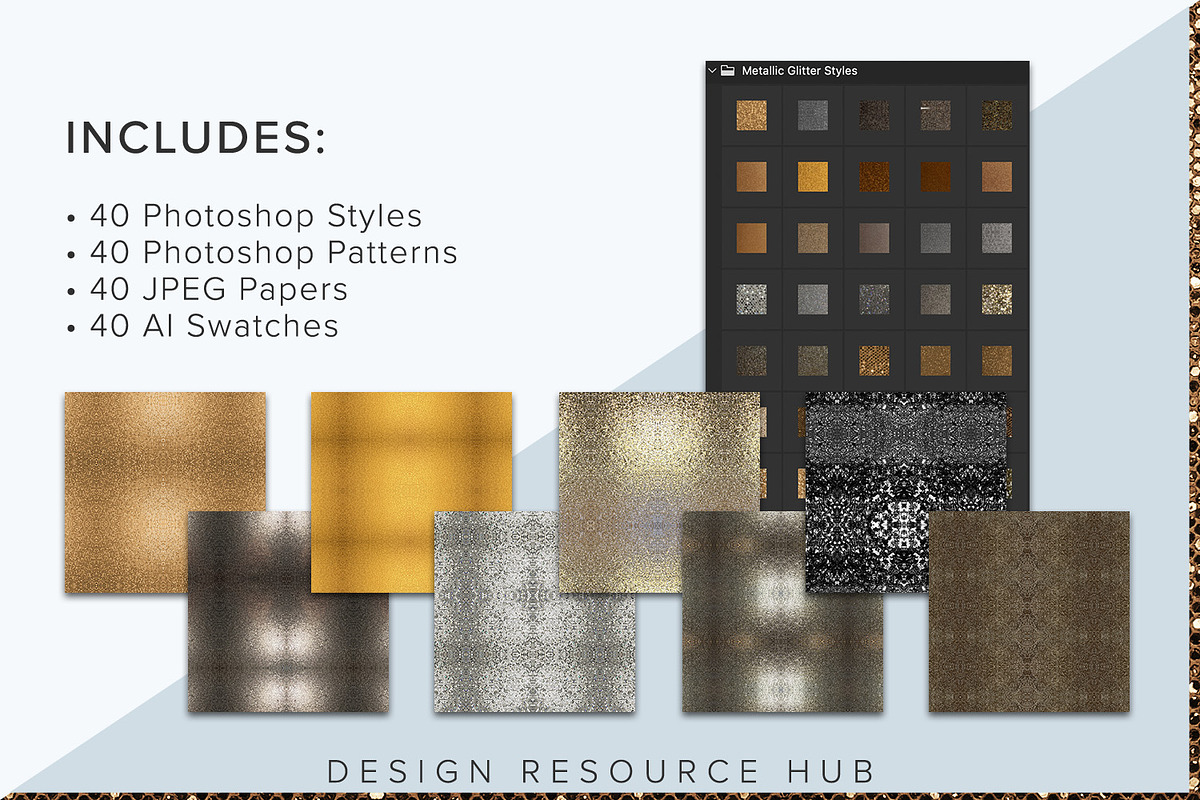 Metallic Glitter PS Layer Styles, a Layer Style Add-On by Design Resource Hub (Photo 4 of 5)