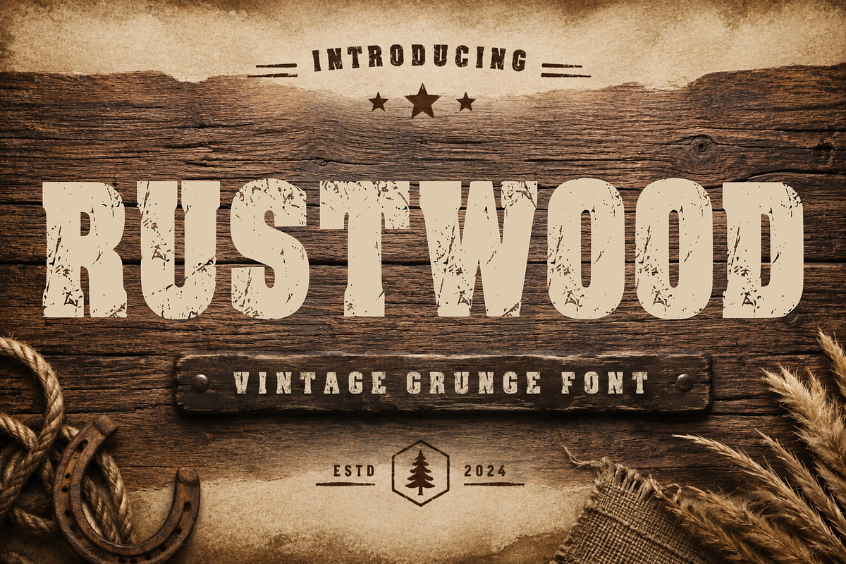 Rustwood - Grunge Bold Font, a Slab Serif Font by Limited.studio (Photo 1 of 5)