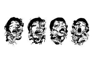 Scary woman face horror portrait, an Object Illustration by Onyx