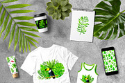 Watercolor tropical leaves, a Background Graphic by MarBom (Thumbnail 6 of 6)