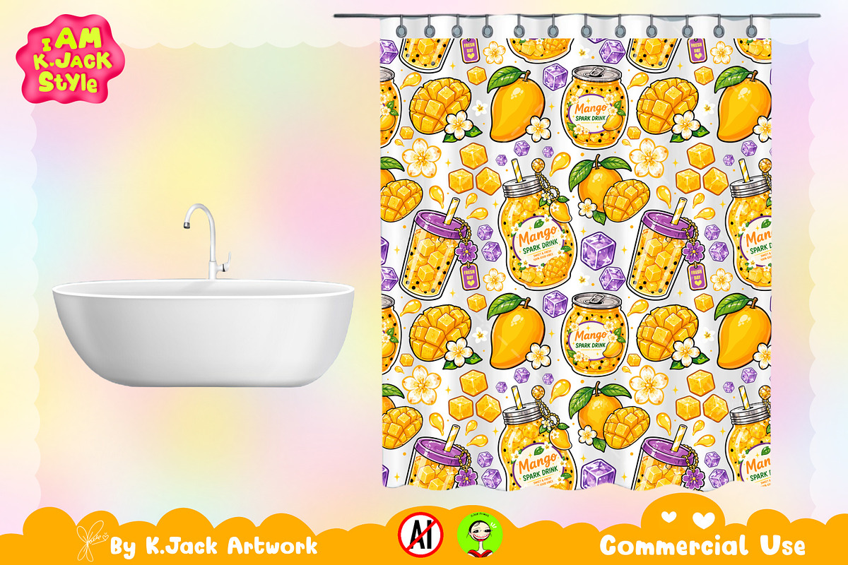 Mango Spark Drink Seamless Pattern, a Background Graphic by K.JackArtwork (Photo 7 of 8)