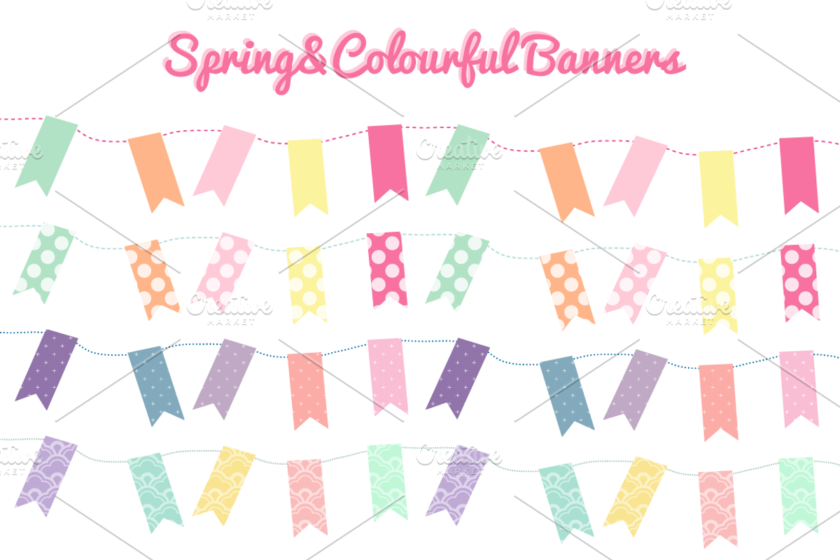 Lovely Colourful Bunting Banners, a Templates & Theme by Patricia's Design Goodies