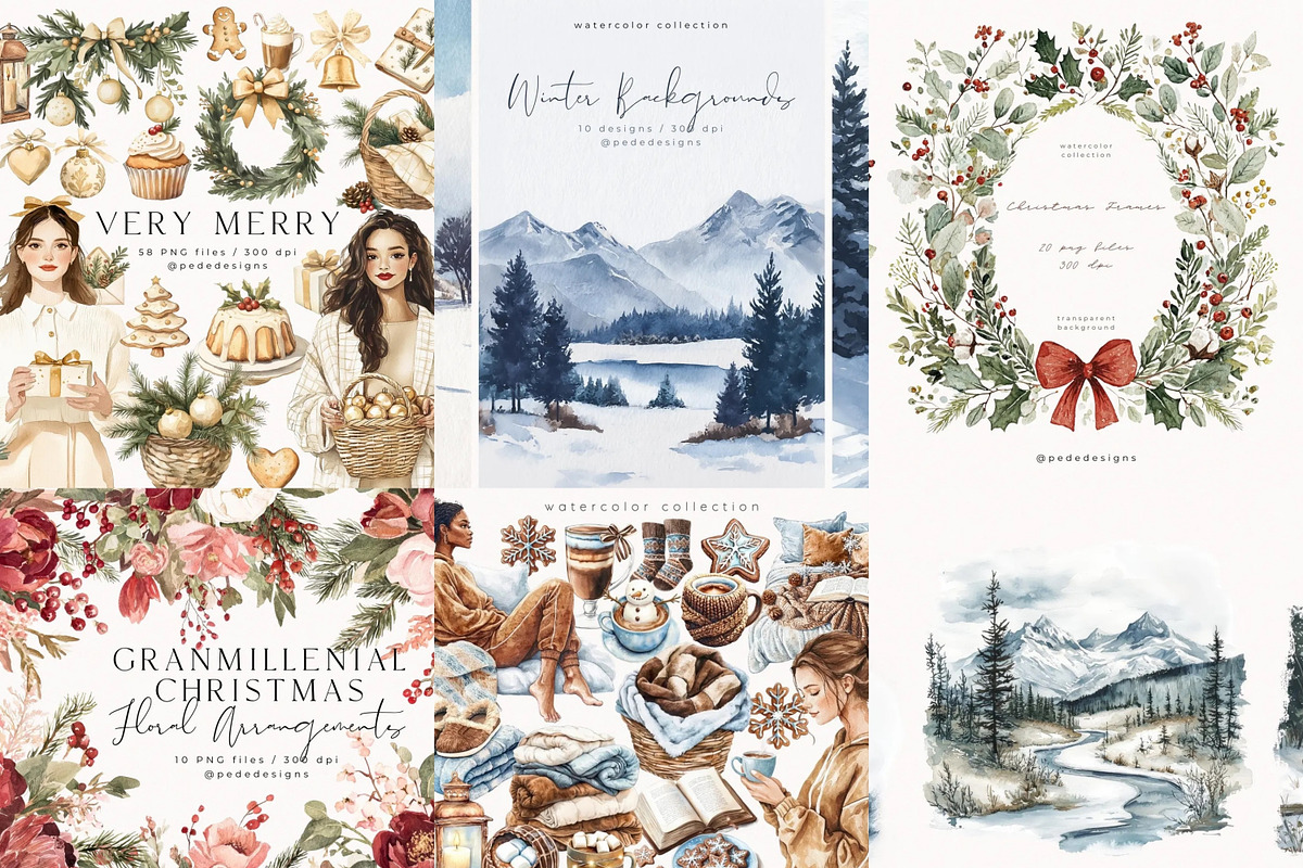 Winter & Christmas Mega Bundle 2000+, a Seasonal Illustration by PeDe Designs (Photo 3 of 18)