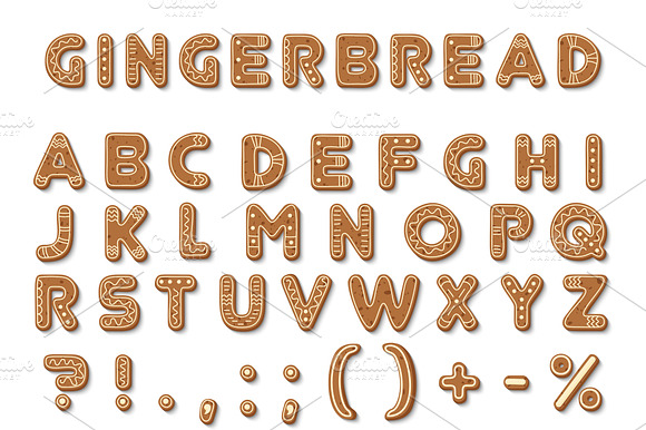 Gingerbread dark brown cookies font preview 3