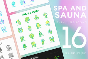 Spa and Sauna | 16 Thin Line Icons, an Outline Icon by Alex Blogoodf