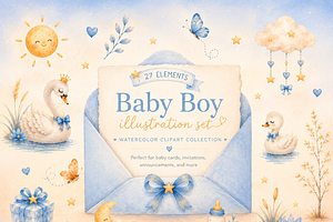 Blue Swan Baby Set