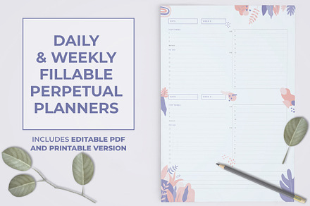 Daily & Weekly pdf Fillable Planners