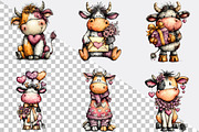 Whimsical Valentine Cow Clipart, an Illustration by SVGArt (Thumbnail 6 of 8)