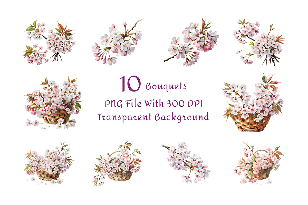 Cherry Blossom Watercolor Clipart, a Decorative Illustration by ForhadGFX (Photo 9 of 13)