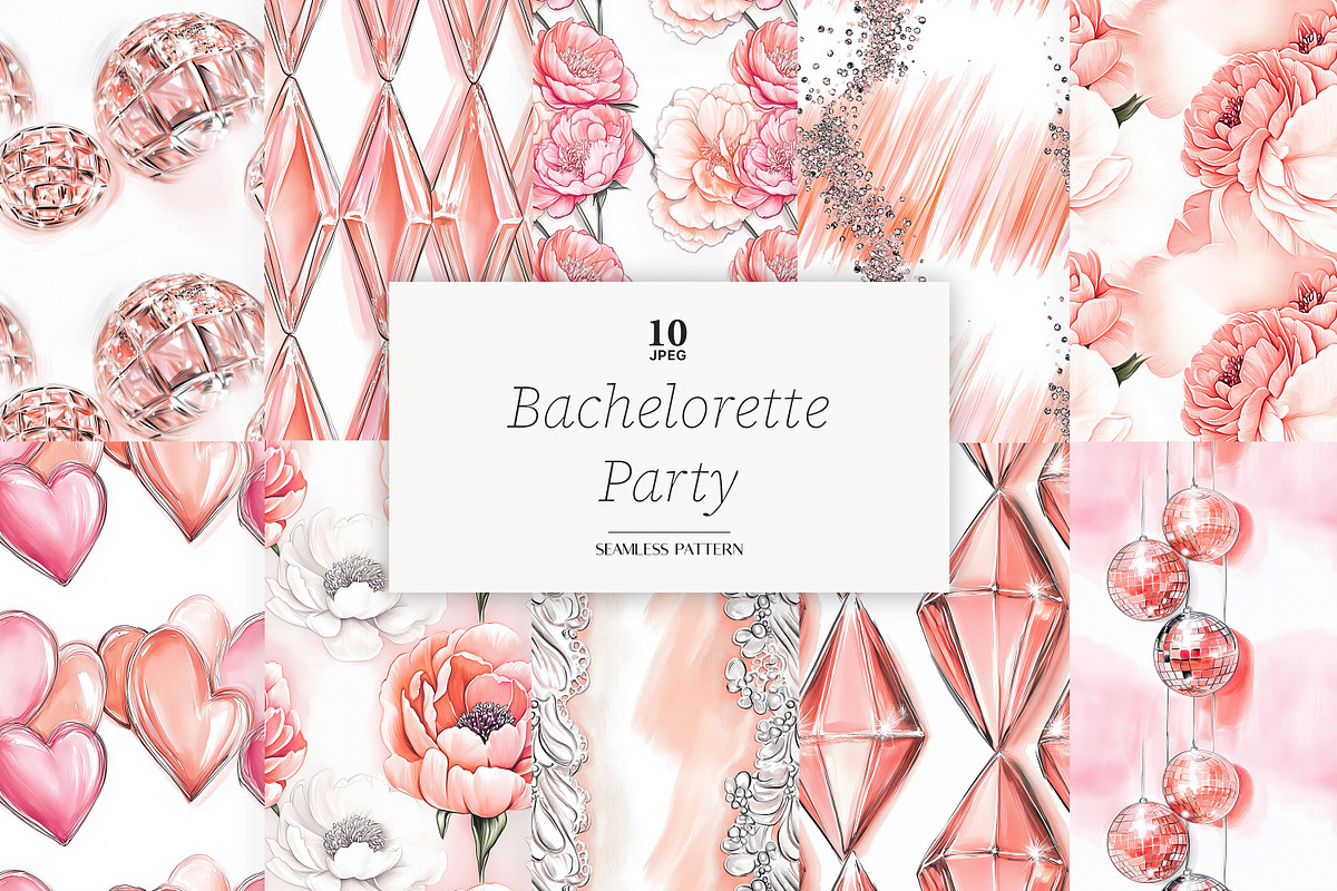Bachelorette Party Digital Paper, a Pattern Graphic by GlamArtZhanna (Photo 1 of 4)