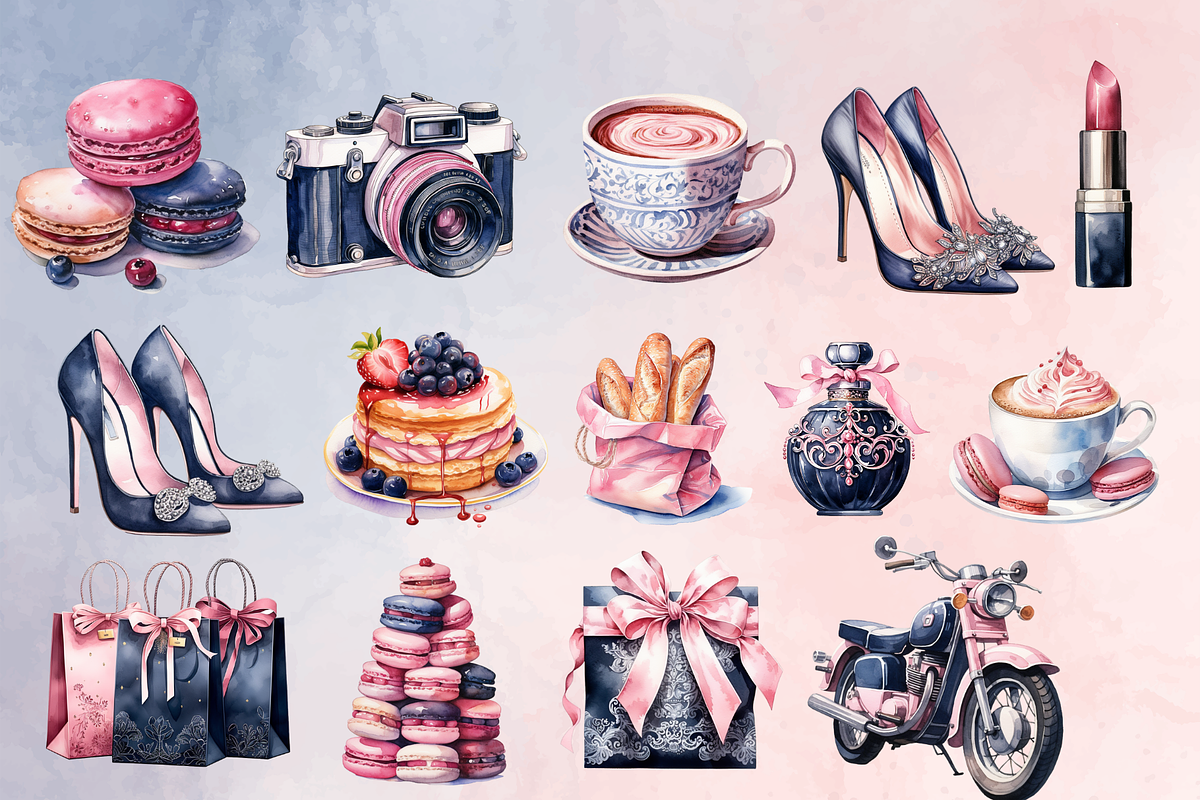 Ooh LaLa Paris Watercolor Clipart, an Illustration by NadiaTheronArt (Photo 3 of 5)